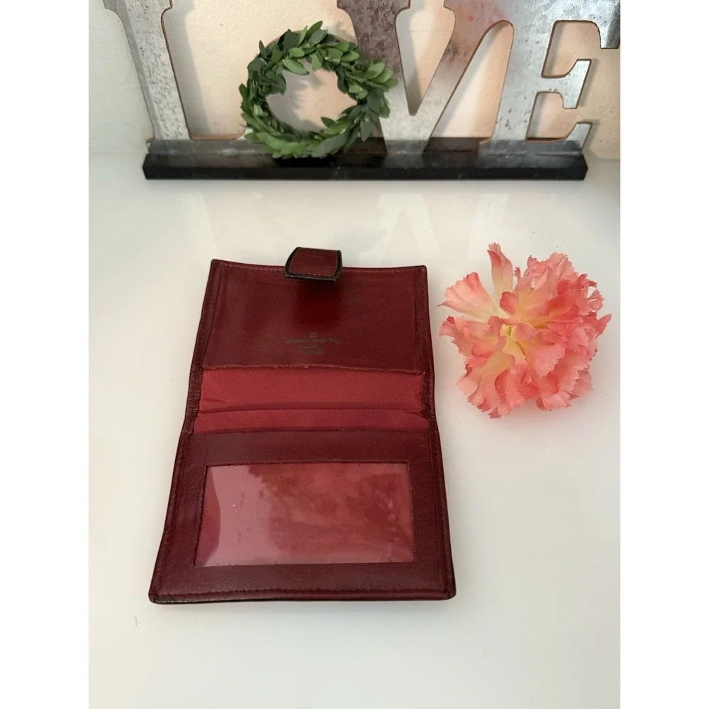 Vintage Princess Gardner‎ Burgundy Red Leather Bifold Wallet with Gold Chain GUC